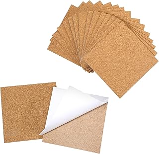 15 Stück Selbstklebend Korkplatte 10x10cm Korkplatten 1mm Dick Korkwand Pinnwand für Kork Pinnwand Die Wand Fußböden Untersetzer DIY Bastelarbeiten Dekoration