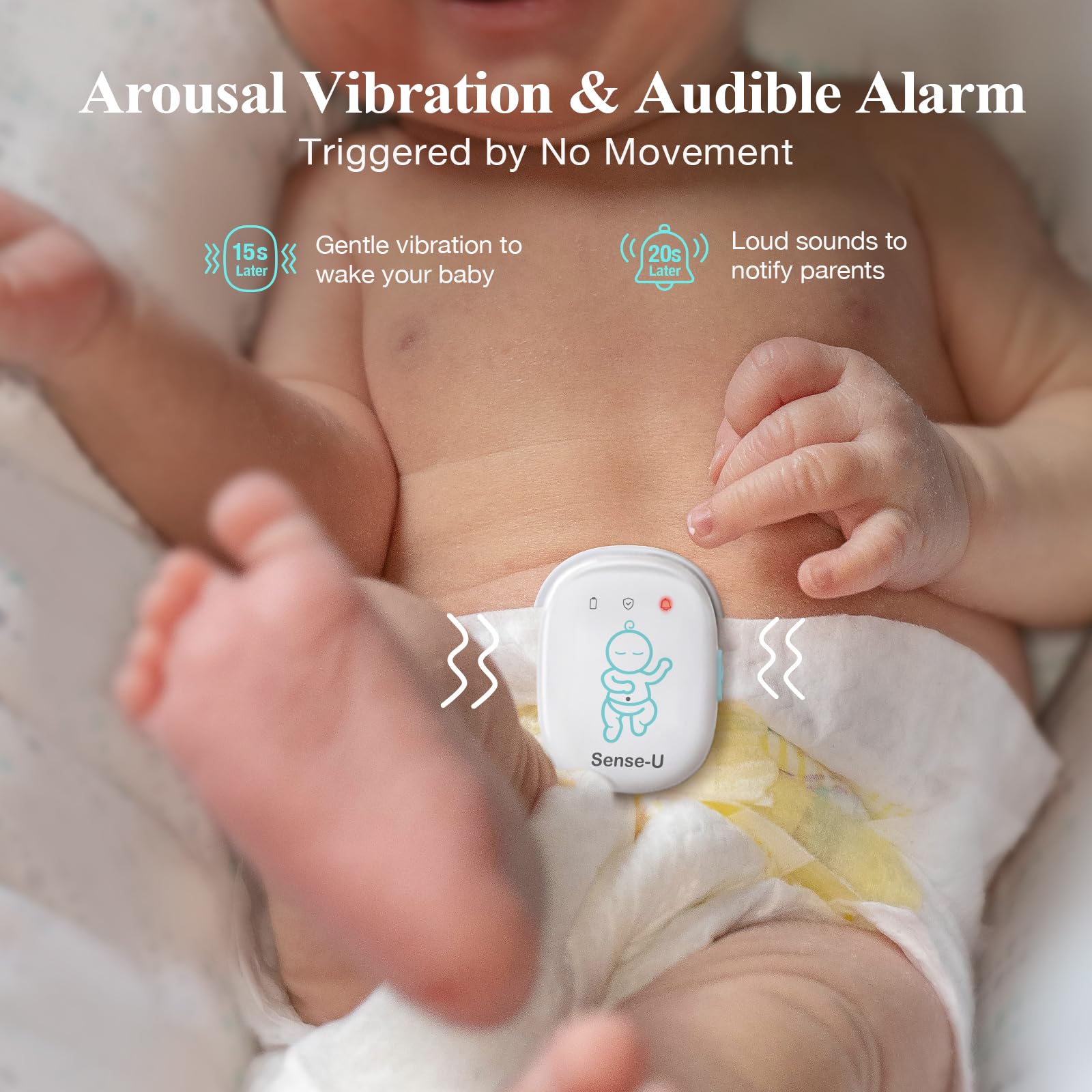 Sense-U Baby Monitor: traccia il movimento addominale, la temperatura, il ribaltamento e la posizione del sonno del tuo bambino (prato)