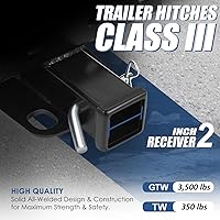 Vista 3 de Auto Dynasty [Modelos no diésel] Receptor de enganche de remolque trasero de 2 pulgadas clase 3 y pin compatible con Jeep Wrangler JK JL 2007-2023