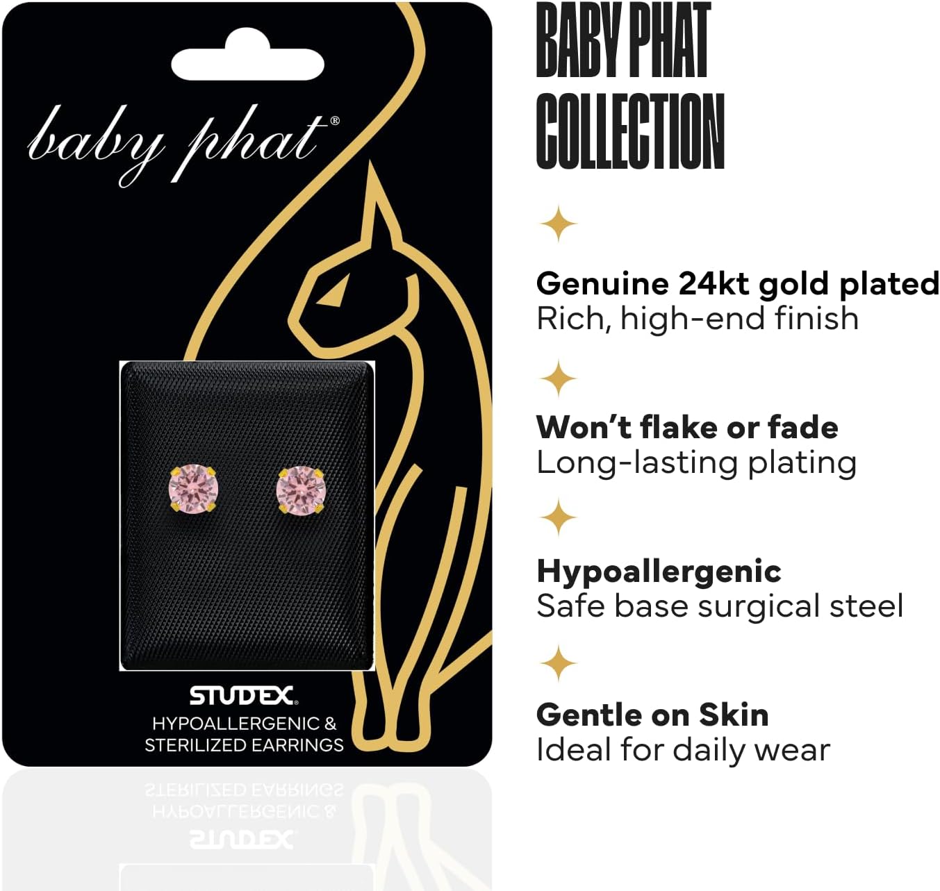 Studex Baby Phat Stud Earrings for Women and Men – Hypoallergenic Stud Earring Set, Jewelry for Sensitive Skin, Nickel Safe - Image 2