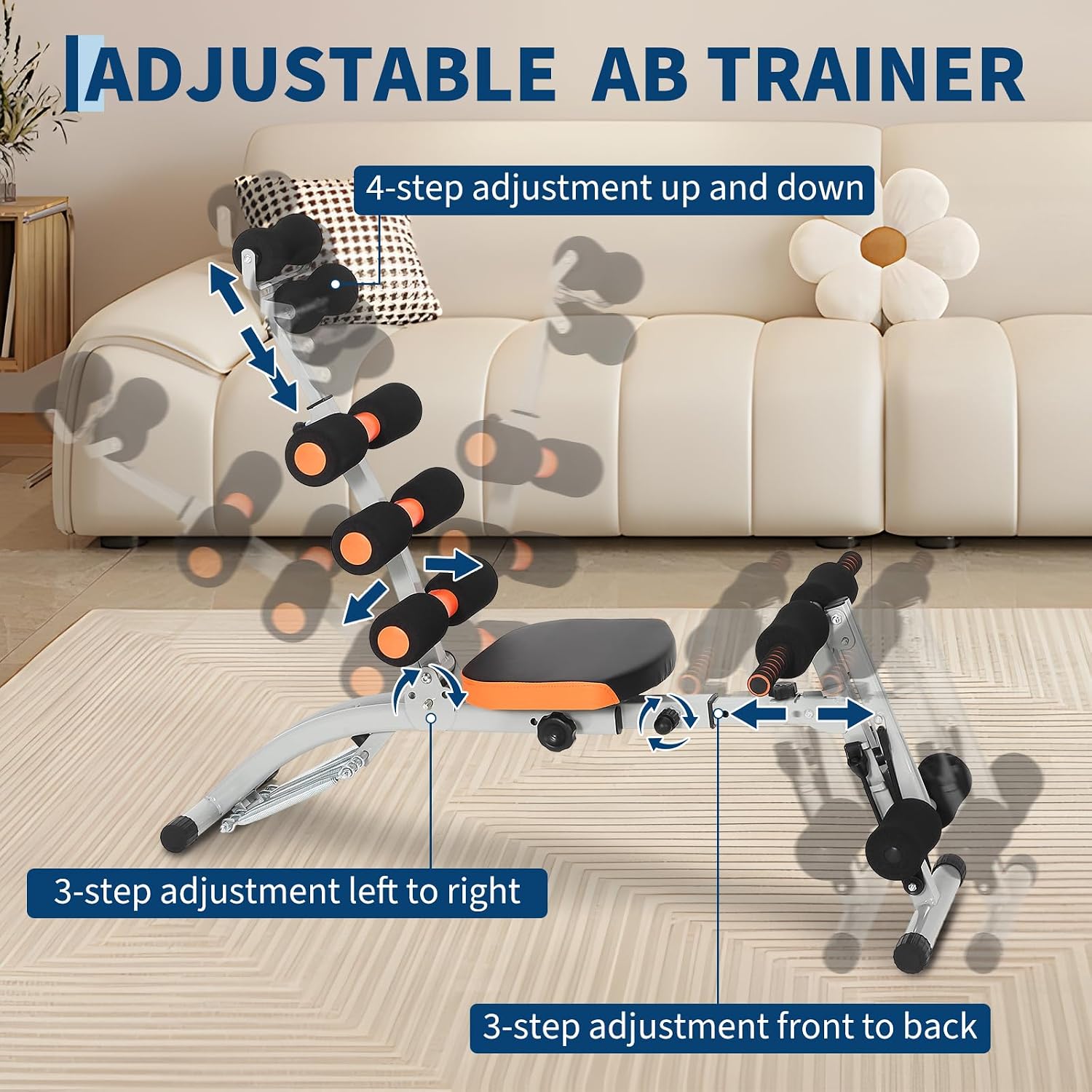 Adjustable Abdominal Trainer,Multi-Functional Ab Trainer Bench for Home Gym