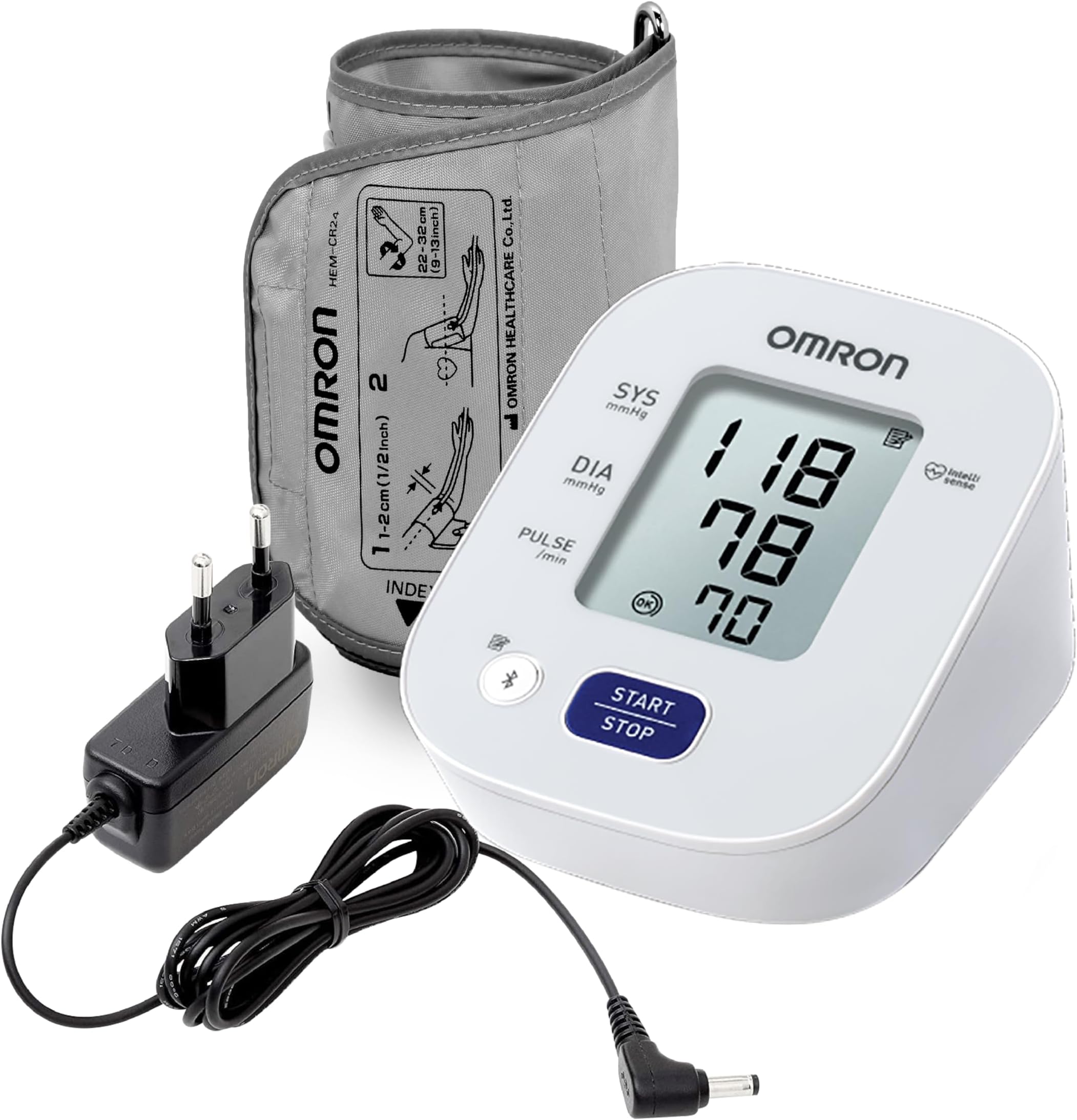 HEM 7143T1A Arm Digital Bluetooth Blood Pressure Monitor with Cuff Wrapping Guide & Intellisense Technology For Most Accurate Measurement (Adapter Included)