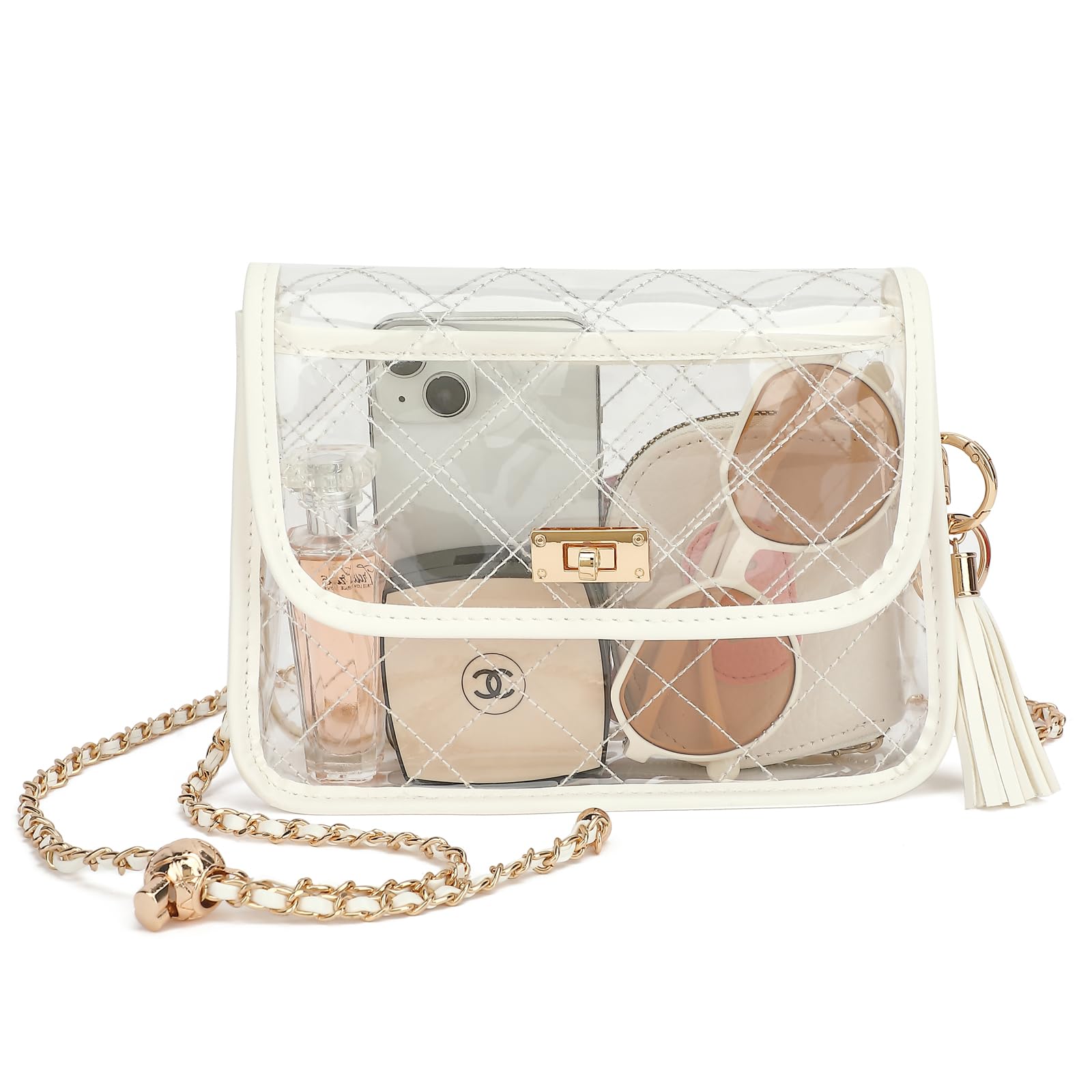 YBO Clear Purse for Women Stadium Approved, See Through Clear Crossbody Transparent Shoulder Bag for Sports Events