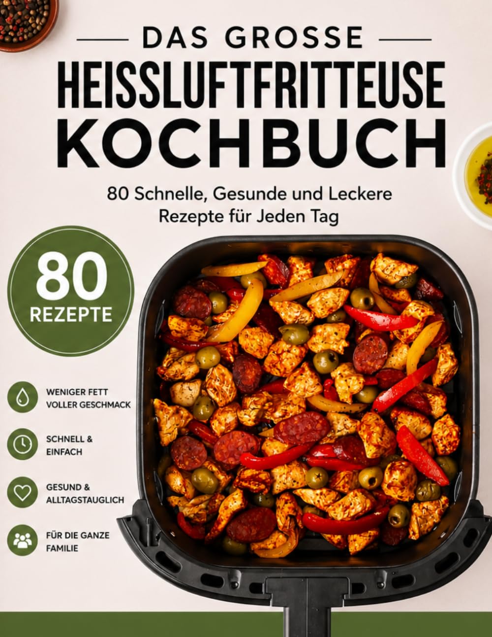 Das Große Heißluftfritteuse Kochbuch: 80 Schnelle, Gesunde und Leckere Rezepte für Jeden Tag