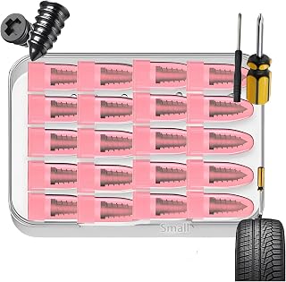 20/40/60/80/100Pcs Tire Repair Rubber Nails Kit with 2 Sizes, Fast Self-Service Tire Repair Tools, Screw in Tire Repair Plugs with Box and 2 Sizes Screwdriver, Tire Screw Plug Repair (20pcs S)