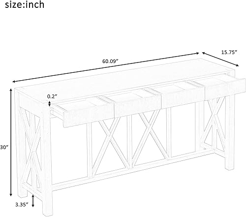 Miniatura 89 de Mesa consola contemporánea con parte superior de madera de hormigón de inspiración industrial, armario de almacenamiento de acento para sala de Gris