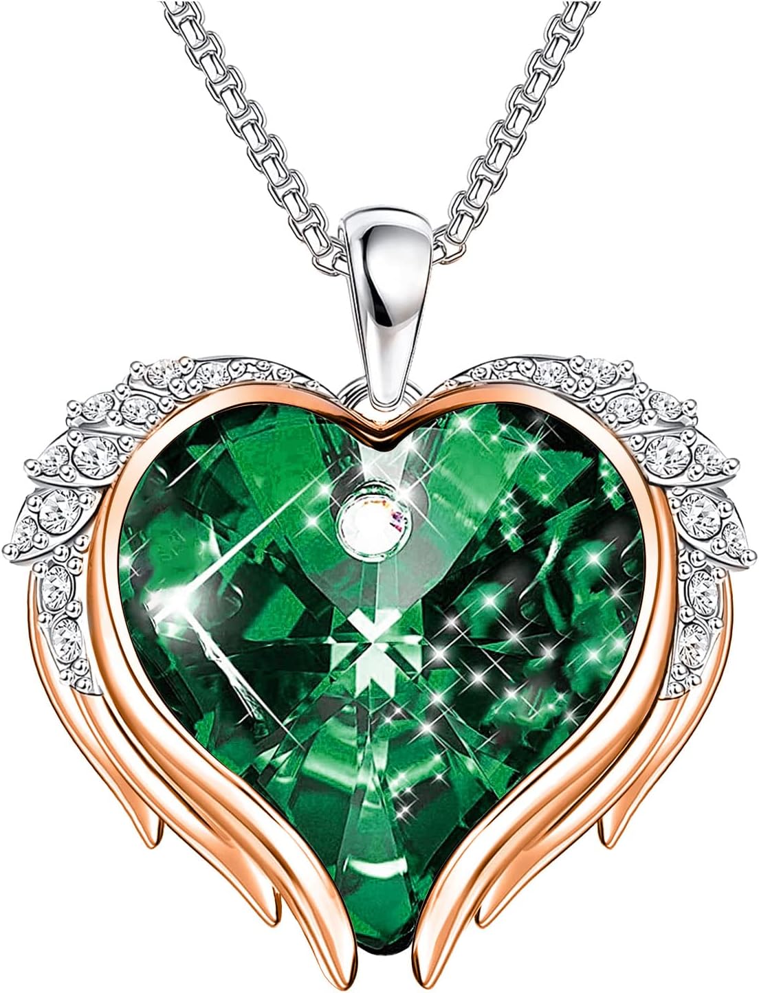 MINCHEDA Love Heart-Shaped Angel Wings Necklaces for Women, Silver-Coloured Pendant Necklace Gifts for Her, Valentine's Day, Anniversary, Women Girls Wives Girlfriends
