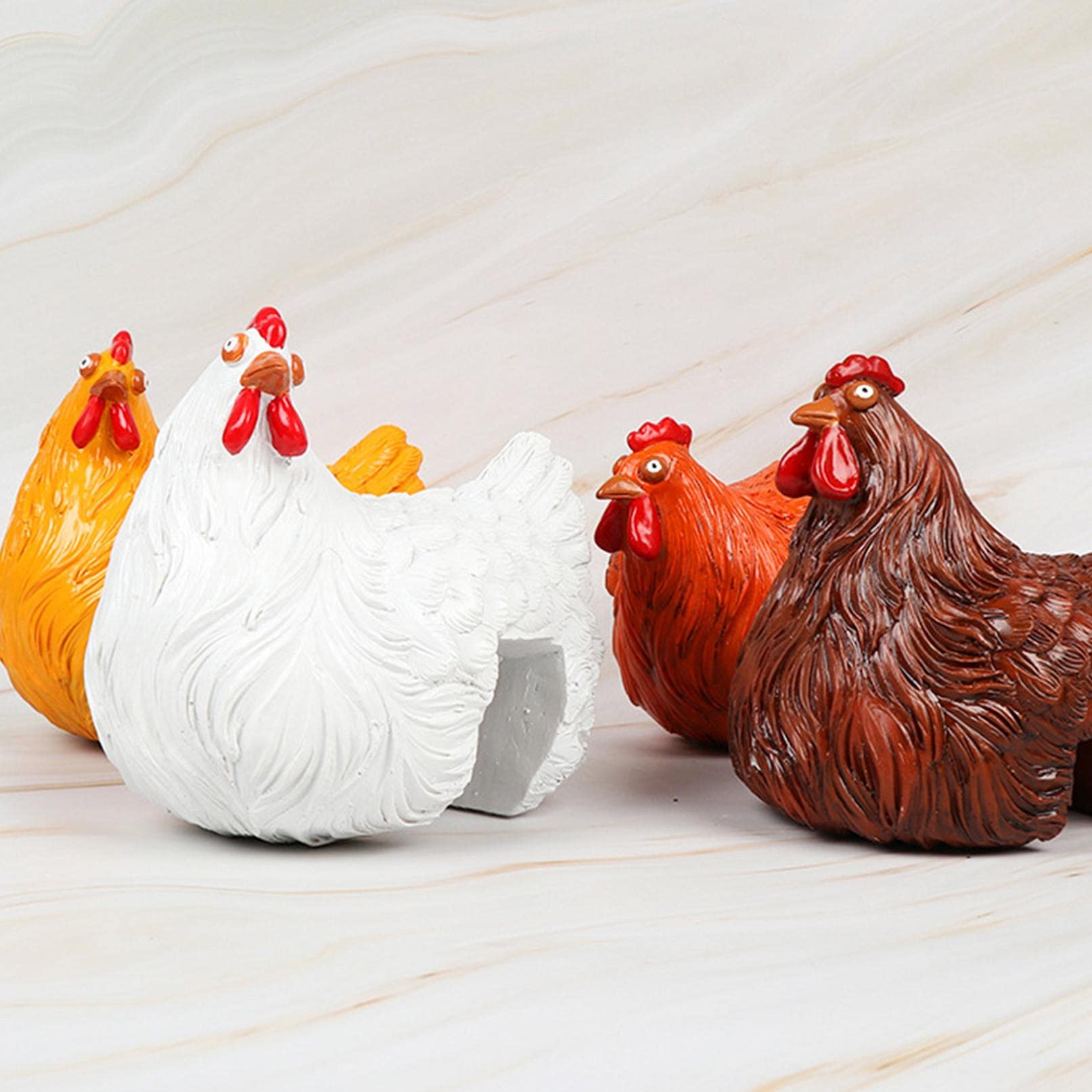 Garten Deko Huhn Aus Harz – Weiße Hühnerfigur Für Draußen, Wetterfest & Handbemalt, 1 Stück