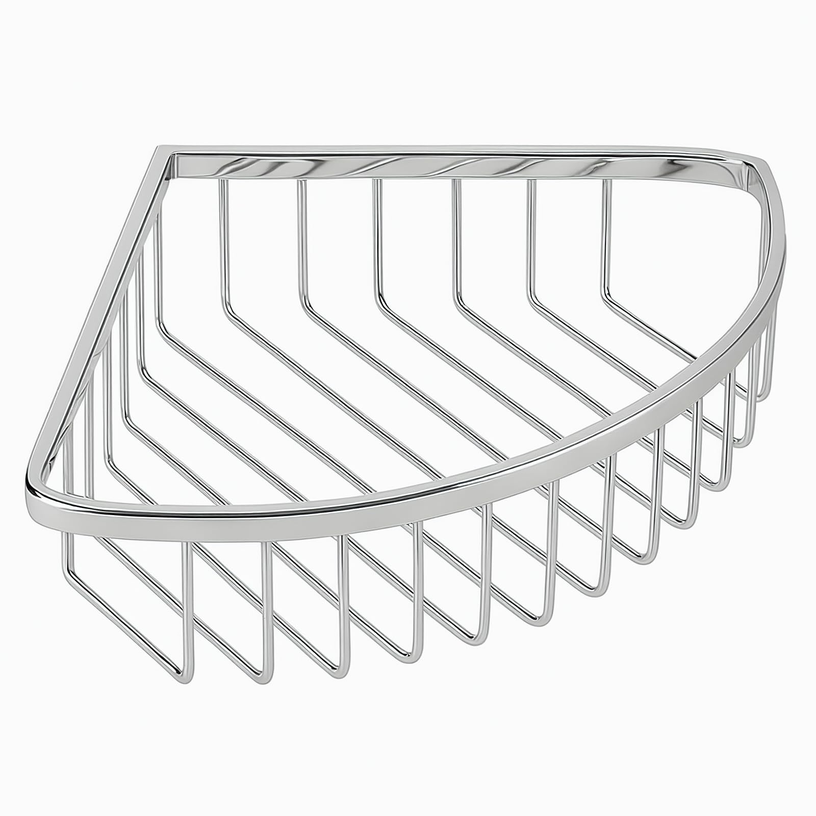 Minifactory Rustproof Stainless Steel Corner Shower Caddy Bathroom Storage Organizer Wall Mounted Shower Basket with Deep Shelf, Hand Polished Finish Bathroom Corner Shelf Rack for Shampoo and Soap