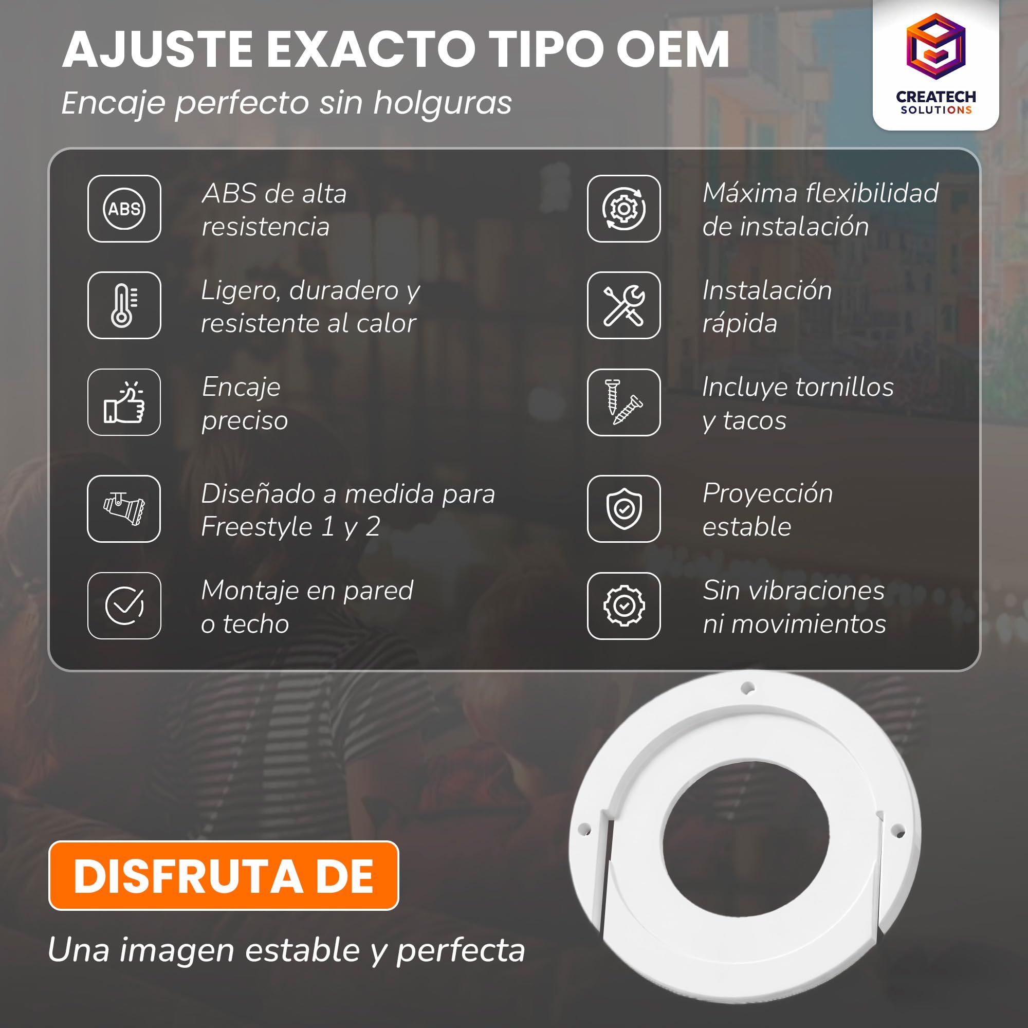 Soporte Para Proyector Compatible con Samsung Freestyle 1-2-3/ Soporte Pared y Techo Para Proyector/ Estante Para Modelo Freestyle 1-2-3 Pared o Techo 1 Unidad Freestyle Redondo (Blanco)