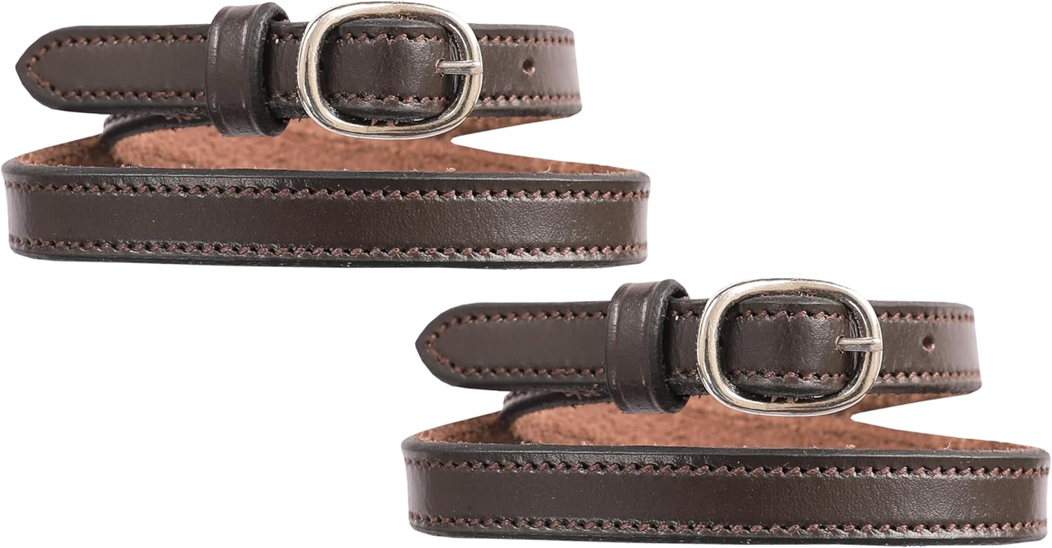 Exion English Spur Straps for Horse Riding – Genuine Leather Pair for Men & Women | Durable Adjustable Classic Look Straps for Boots & Spurs – Black, Havana, Oak Brown