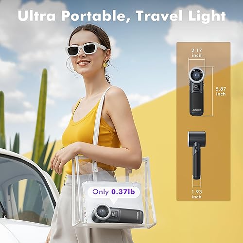 Miniatura 5 de AMACOOL Ventilador turbo portátil de mano, 5 velocidades, plegable, máximo de 20 horas de funcionamiento, mini ventilador de refrigeración