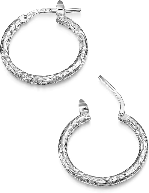 Amberta Women's 925 Sterling Silver Hoop Earrings