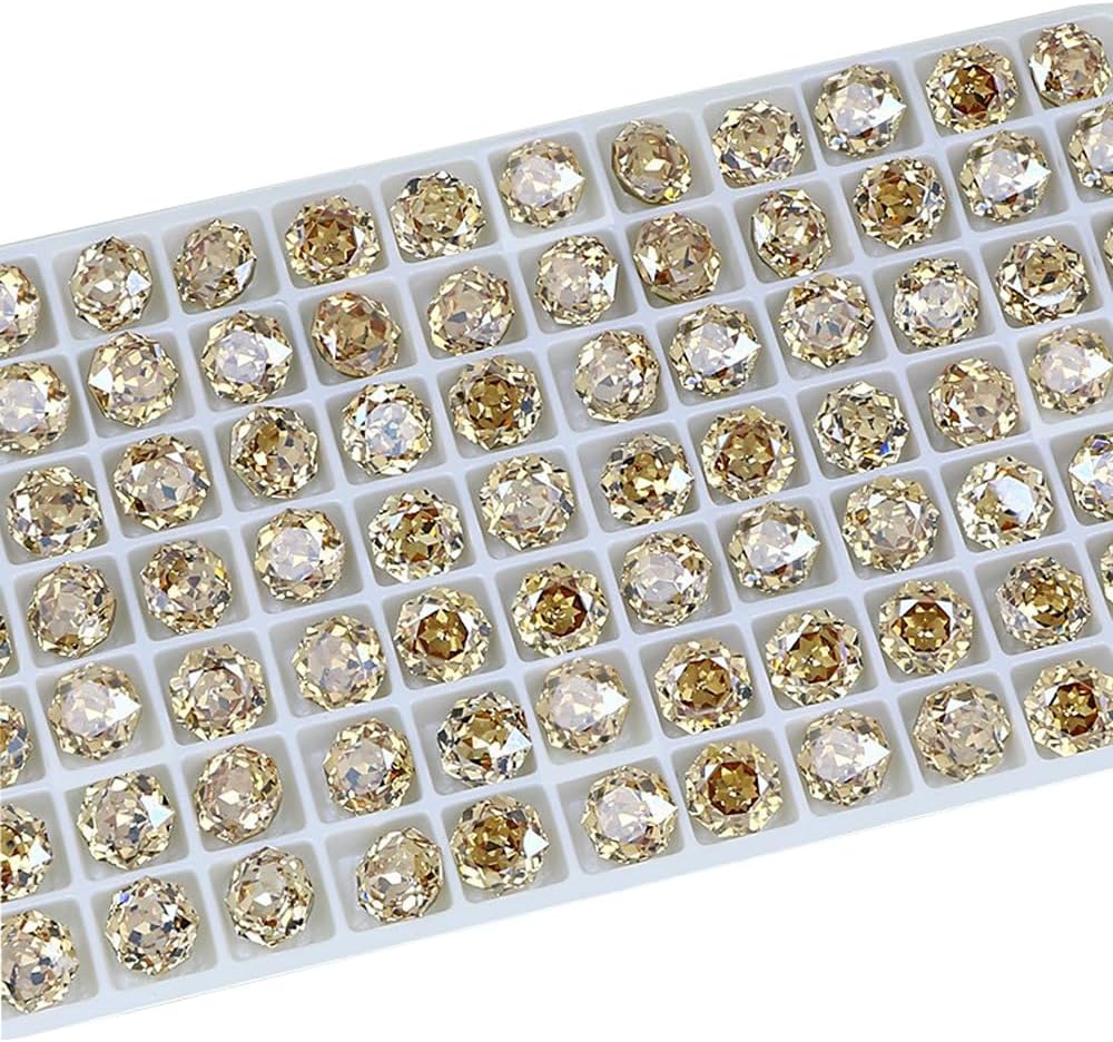 Ginlee 84PCS Pointed Back Large Nail Rhinestone, K9 Glass Rhinestones Sparkle Nail Beads 8mm Rose Cut Faceted Crystal Gems for Nails Decoration DIY Crafts Jewelry Making (Light Blue)