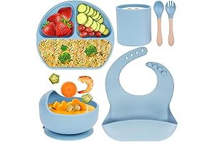 Silicone Baby Feeding Set Premium Silicone Baby Led Weaning Supplies with Suction...