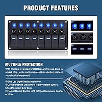 Vista 5 de Panel de interruptor de barco marino impermeable, paneles de disyuntor de 8 bandas, 12 V/24 voltios de encendido/apagado LED azul, panel
