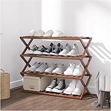 Simple ShoeRack, Multi-Layer Installation Free Bamboo Folding Shoe Rack, Large Capacity Bamboo Storage Racks Suitable for Doorstep, Balcony, Kitchen,(Size:4 layers70cm Tea Color,Color:Tea Color)