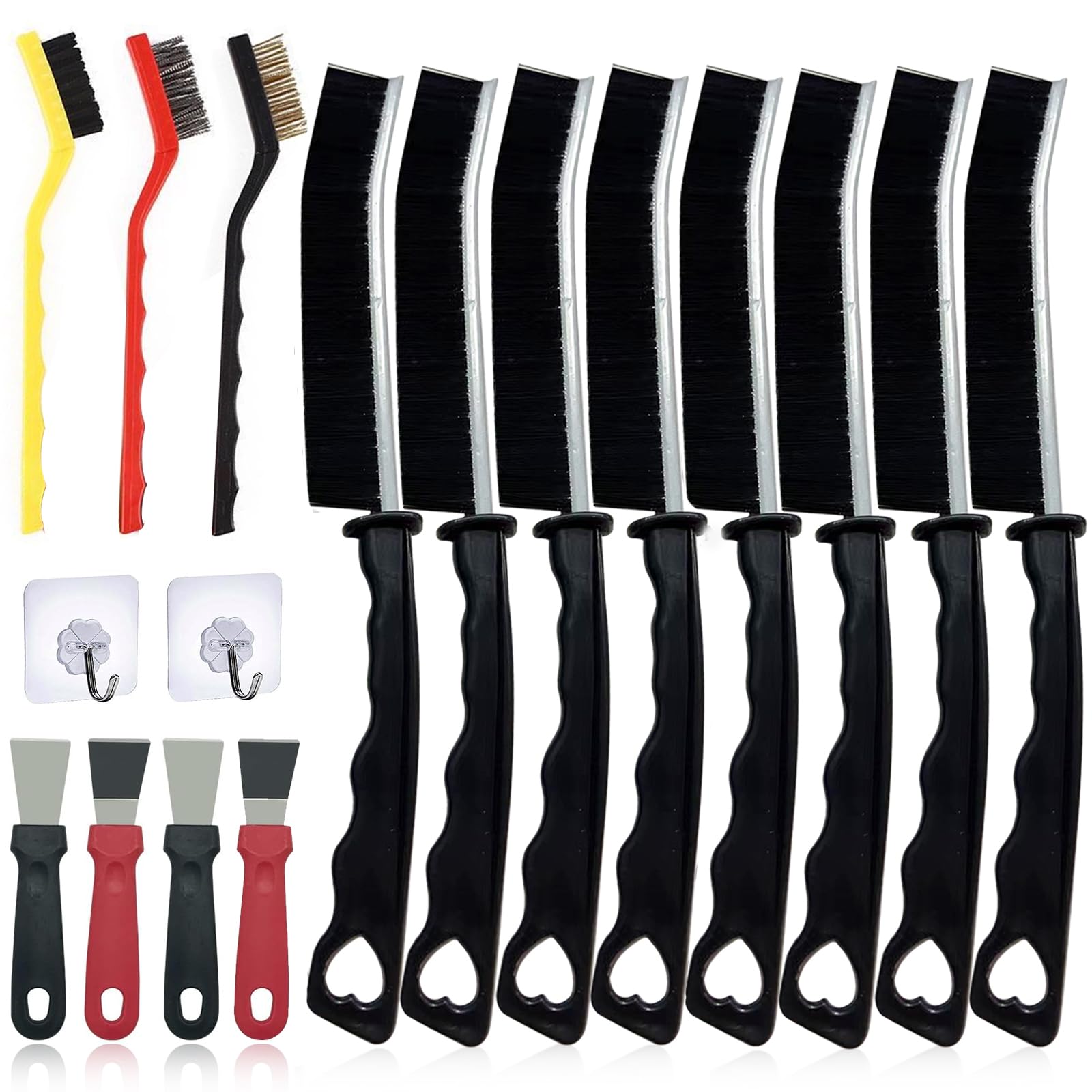 14-teiliges Fugenreinigungs-Set | Hartborsten Bürsten Für Bad & Küche