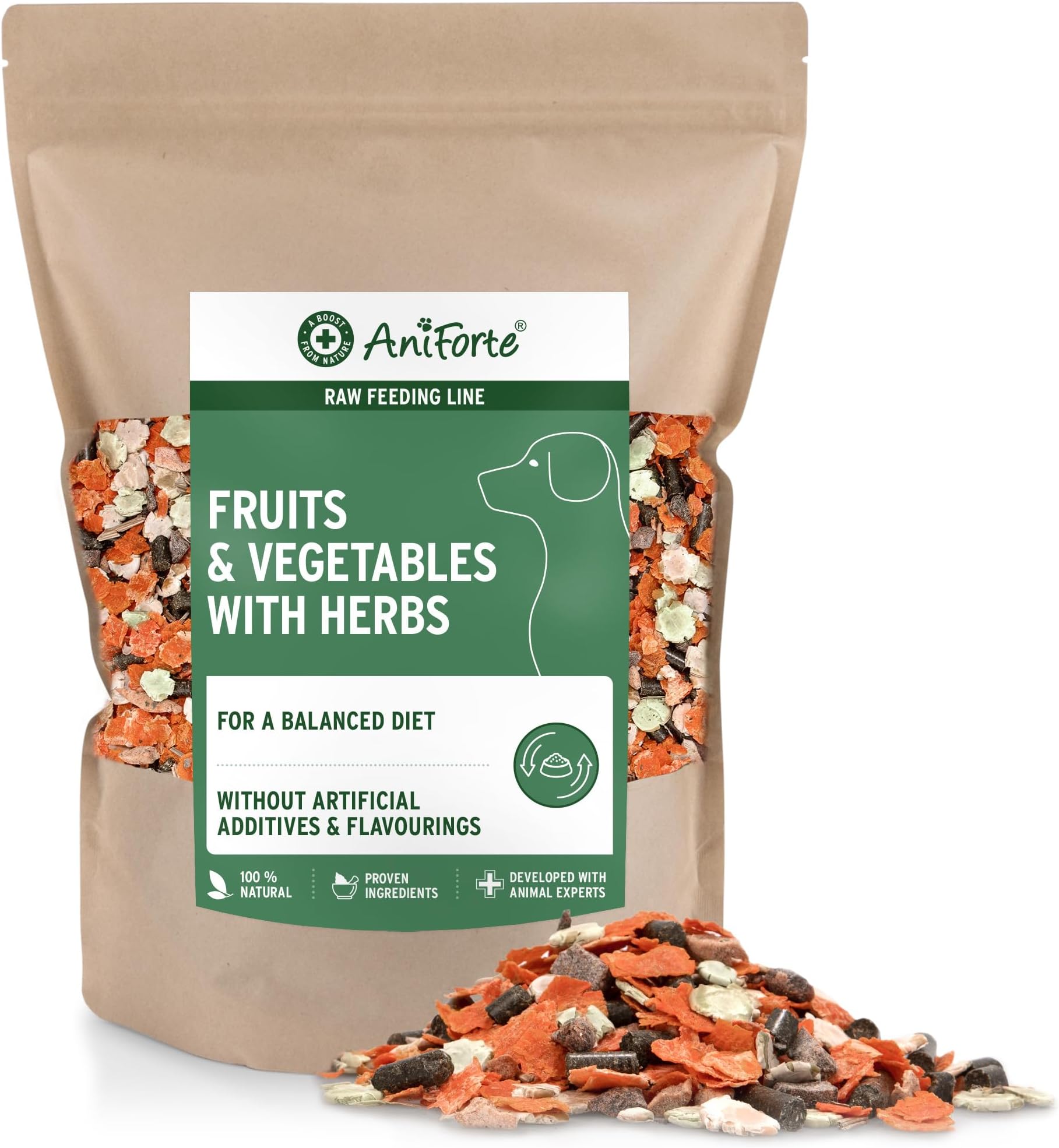 Barf Dog Food Mix, Fruit & Vegetables with herbs 1 kg for Dogs, Natural Raw Diet Food Supplement, Gluten and Grain Free without Artificial Additives