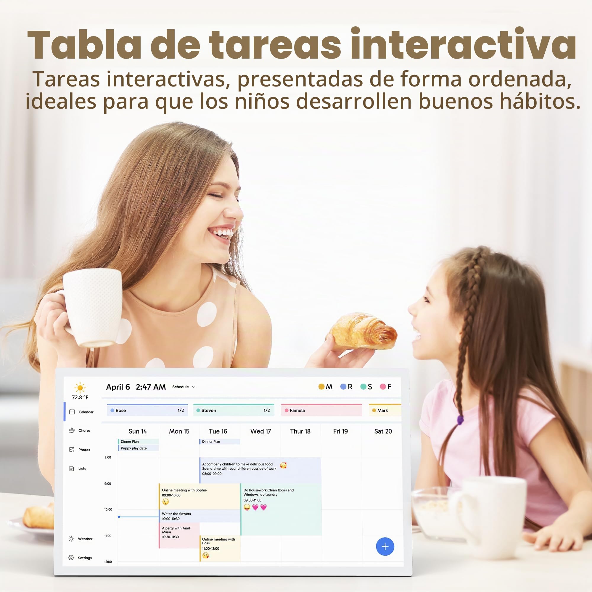 Dragon Touch Calendario digital de pared de 27 pulgadas, Planificador de calendario electrónico familiar, pantalla táctil interactiva, para tabla de tareas y organización del hogar, Blanco