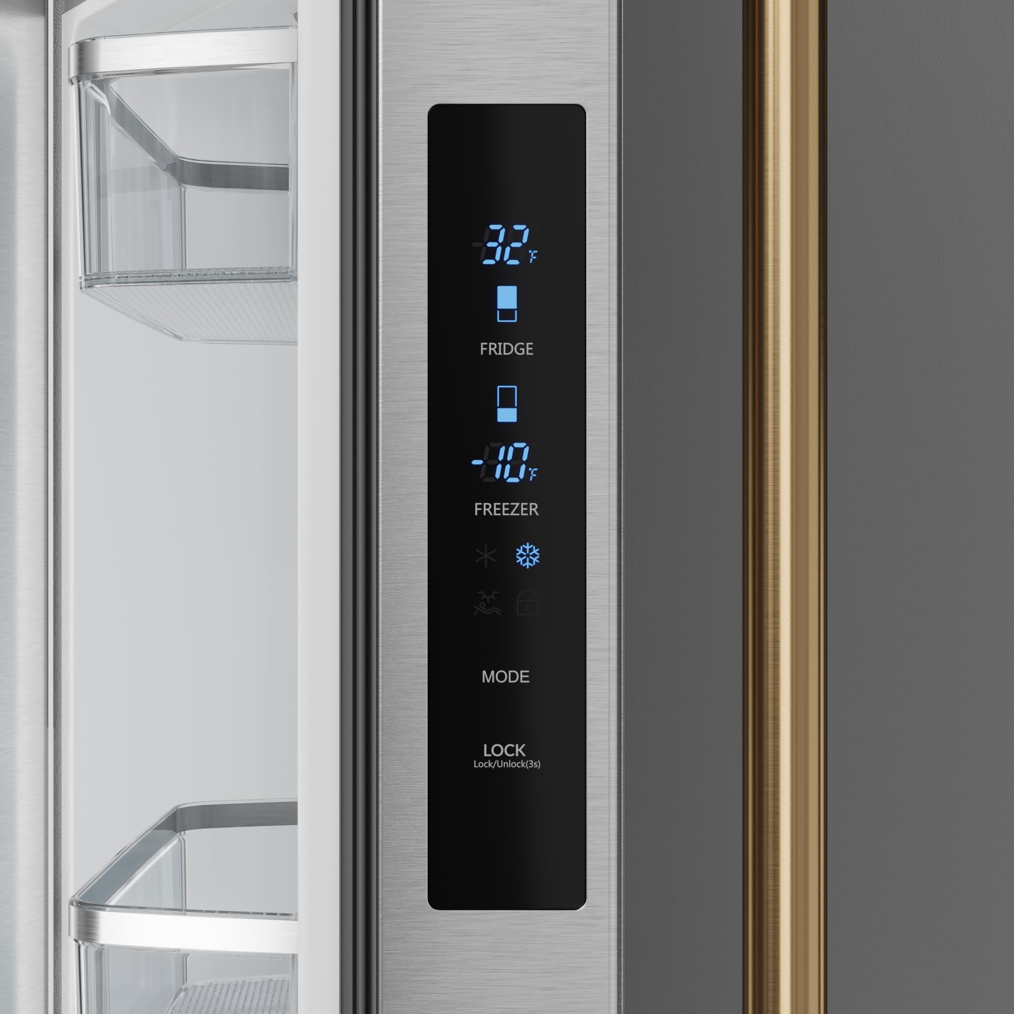 Thor Kitchen Gordon Ramsay 30 Inch 17.7 Cu Ft French Door Counter Depth Refrigerator With Ice Maker In Stainless Steel/Bronze on Fridge.com - View 2