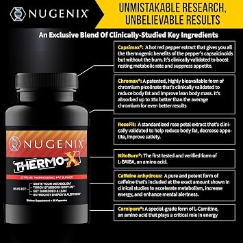 Nugenix Thermo-X: Thermogenic Fat Burner Supplement for Men, Extreme Metabolic Accelerator, 60 Count