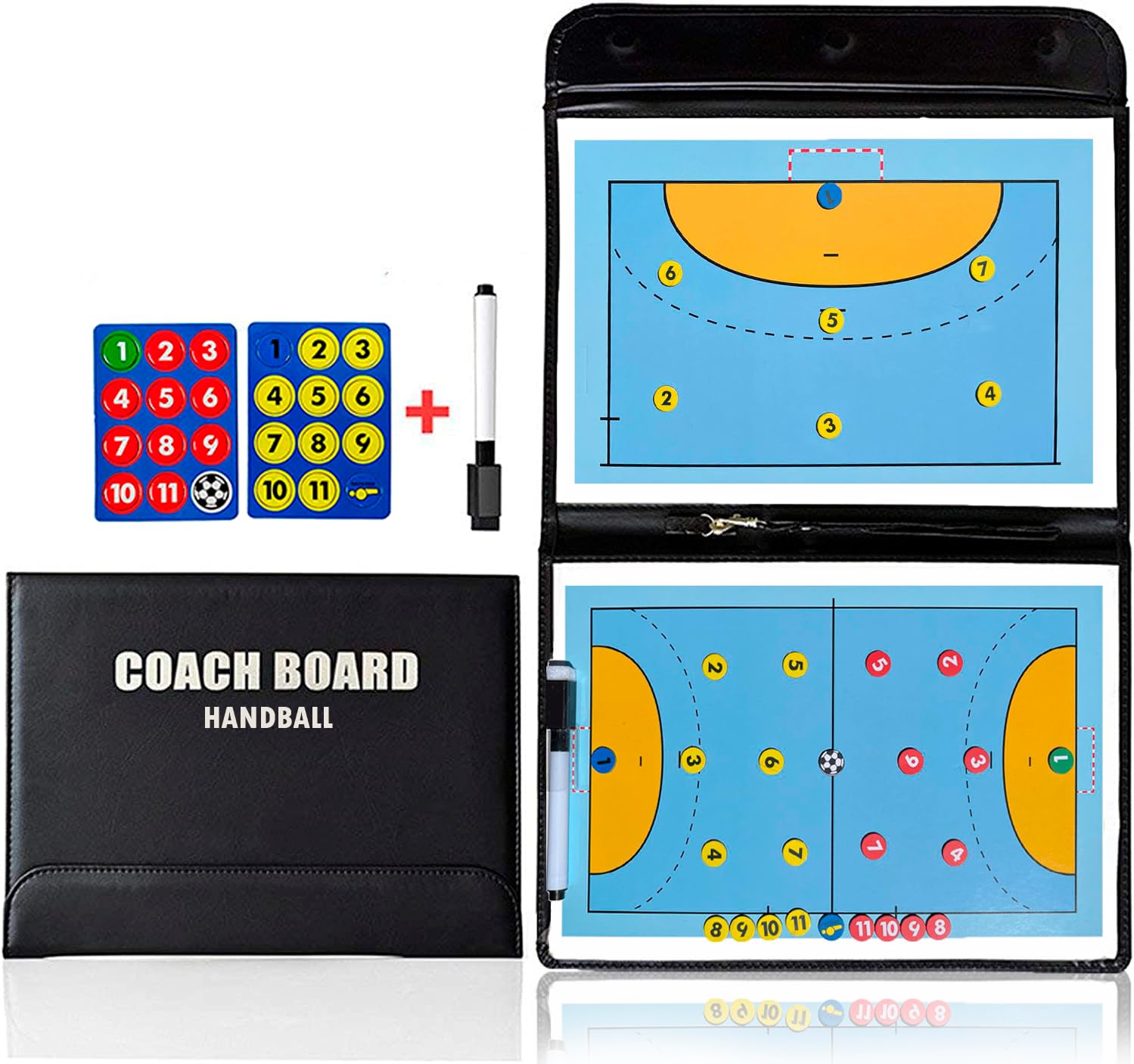 CREADY Magnetische Tactical Tafel für Handball - Faltbare Schulmappe mit Zubehör, Profi Tactical Tafel für Trainer und Richter