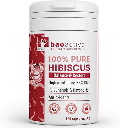 JDBotanics 100% hibisco orgánico 120 cápsulas  Directo de Sudáfrica  Certificado orgánico USDA