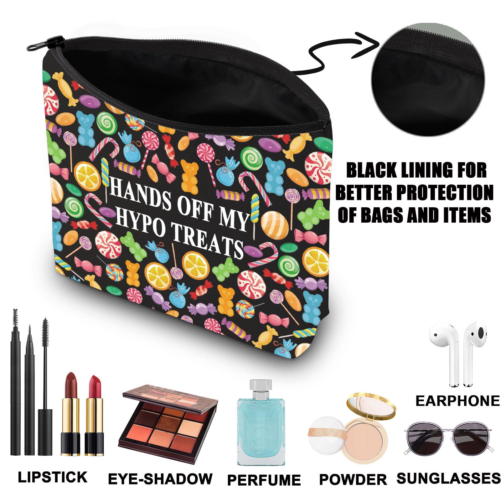 Type 1 Diabetes Snack Bag Emergency Snacks Kit Hands Off My Hypo Treats T1D Warrior Gift Diabetic Supply Kit (Hands Off blmb1) - Image 3