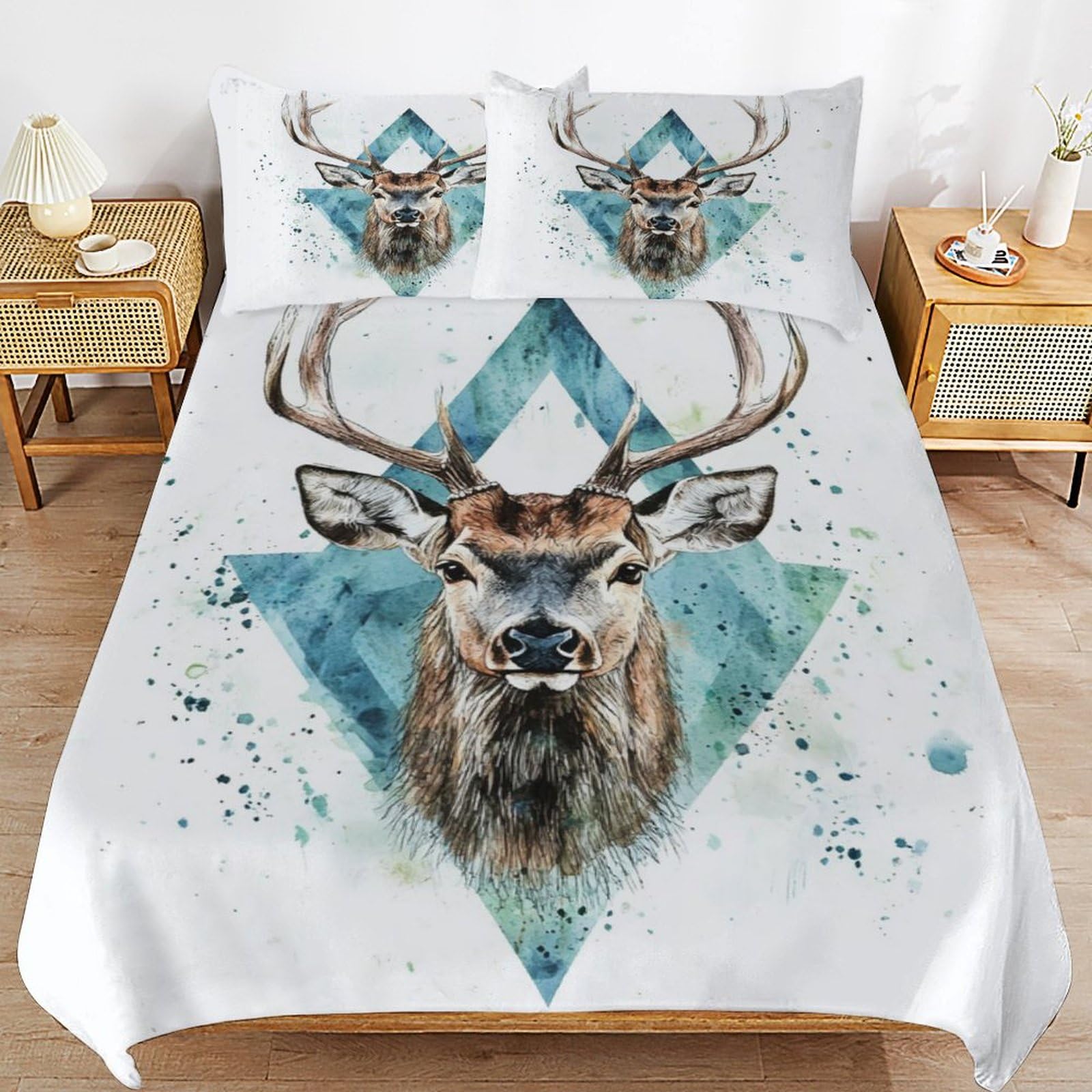 Housse de couette 220 x 240 cm animal de dessin animé Noël enfant