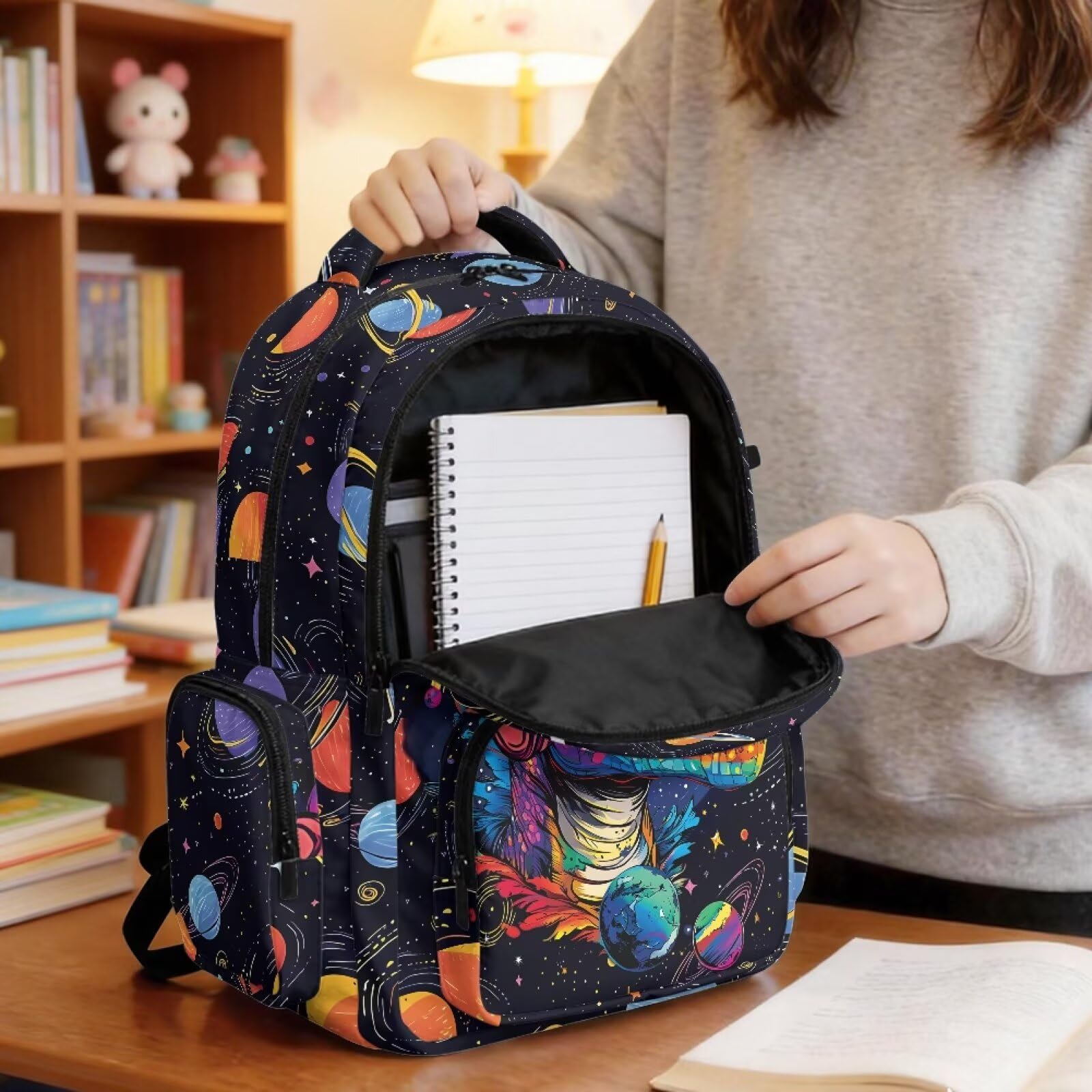 Mochila personalizada para niños con nombre, mochila escolar de 17 pulgadas, Dinosaurio divertido, L, Casual