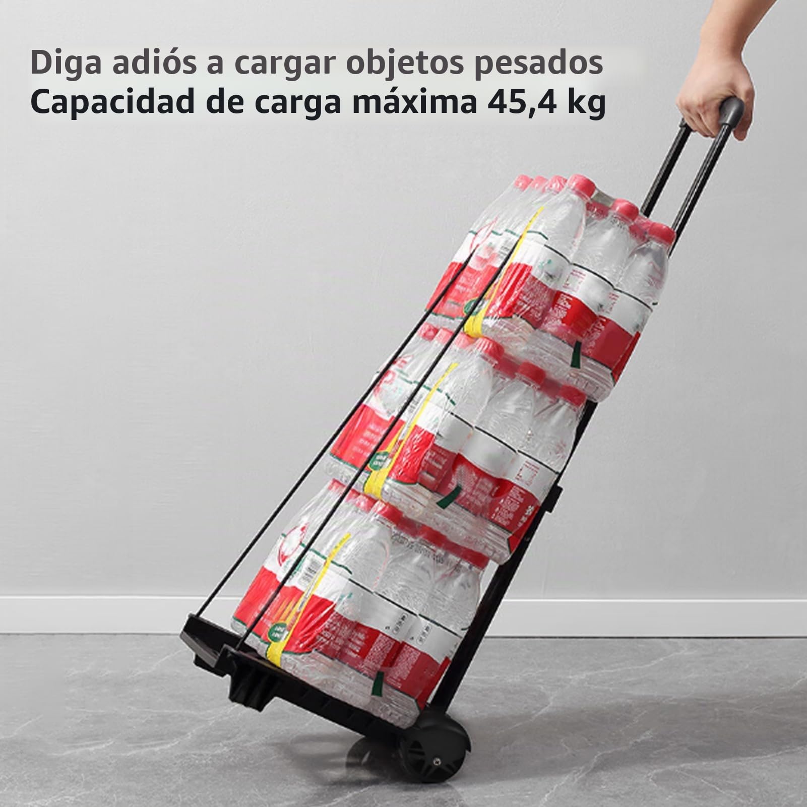 Carro de mano plegable, carrito de mochila, carrito de equipaje resistente con 2 cuerdas elásticas para equipaje, mochila, viajes, mudanza, compras, uso en la oficina