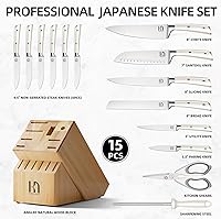 Vista 5 de Knife Set Premium, Japanese 15 Pcs High Carbon Stainless Steel Kitchen Knife Block Set with Sharpener, Razor Sharp Knives Set for Kitchen with