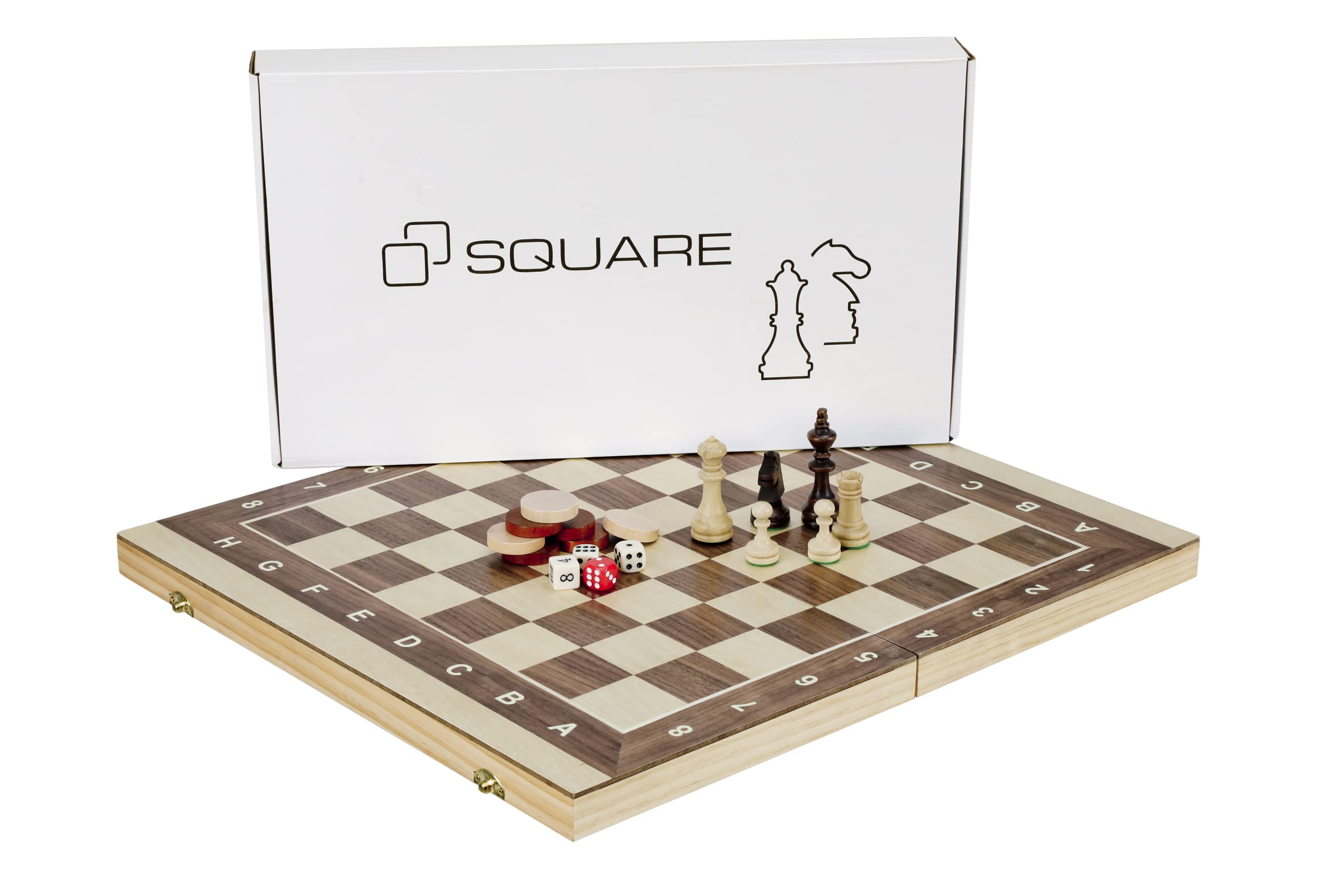 SQUARE - Gra 2-1 - Szachy drewniane Turniejowe nr 4 + Backgammon - 44 x 44 cm