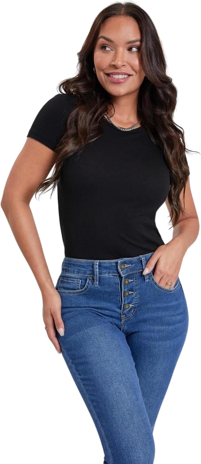 Royalty for Me Womens Royalty for Me Women's Petite 4 Button Skinny Ankle Sustainable Jean - Image 5