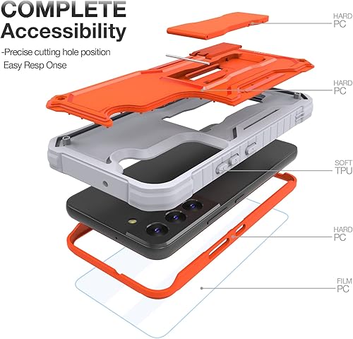 Miniatura 10 de FITO Funda para Samsung Galaxy S22 Ultra, doble capa a prueba de golpes, resistente, soporte integrado (negro)