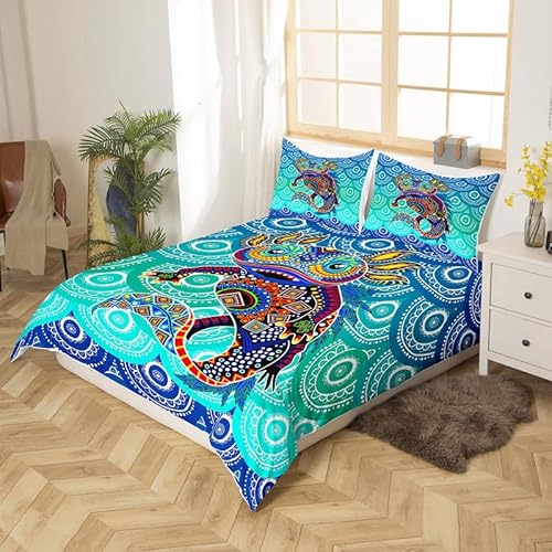 Axolotl Bedding Sets Turquoise Mandala Comforter Cover Aztec Southwestern Indian Duvet Cover Set For Kids Boys Girls Ocean Animal Coastal Salamander Bedspreads Cover With 2 Pillow Cases Full Size #TOP2