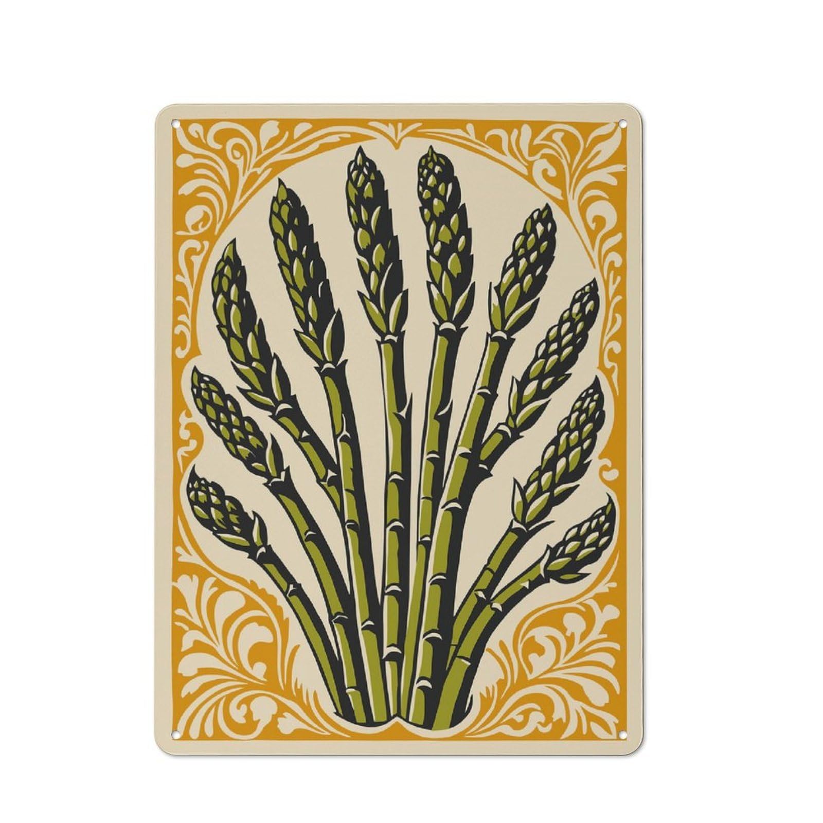 Junmoney Style-4 Metal Gift Sign With Stylized Asparagus Bunch Design 40X30cm, Character Room Wall Plaque For Flat, Dorm Room, Lounge Or Cafe