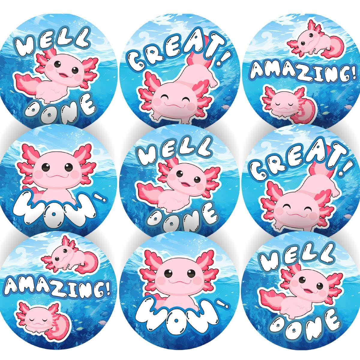 Sticker Stocker 144 Awesome Axolotl Reward Stickers - 30Mm - Teacher Parents School Nursery