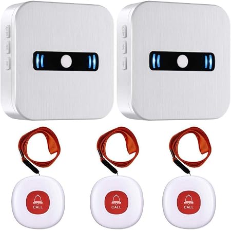 Amazon Co Jp Daytech 呼び出しベル 介護者 ページャ 無線コールボタン 警報 システムにおける 高齢者個人 用 2受信機 3発信機 赤色 産業 研究開発用品