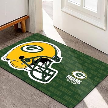 Football Sport Fans Entrance Doormat,Green Design 16 x 24 Inch Indoor and Outdoor Home Decor Rug,Non-Slip Front Entryway Welcome Door Mats