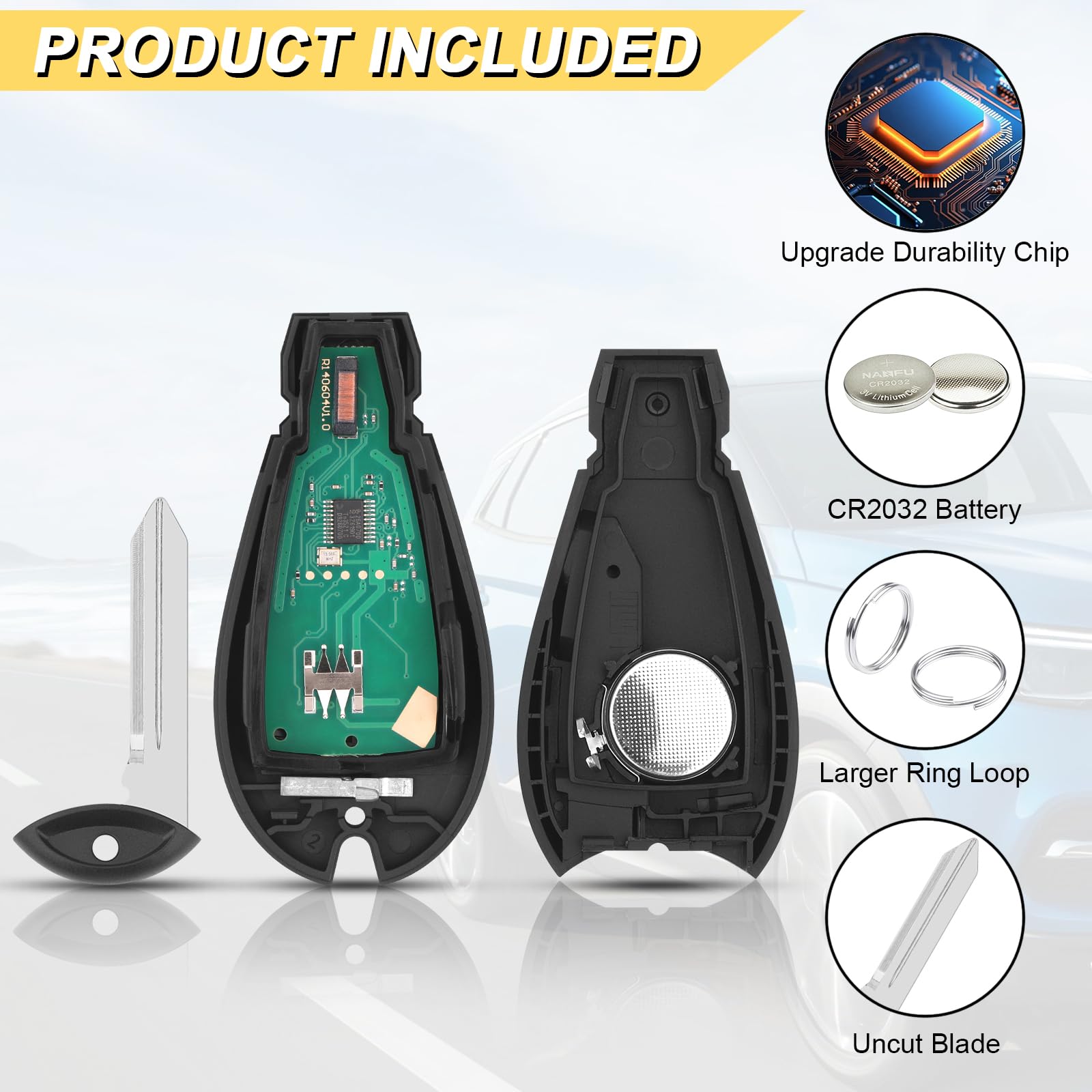 Vurkcy Llavero de repuesto para Dodge Grand Caravan 2008-2020/Chrysler Town and Country Car 2008-2016, M3N5WY783X IYZ-C01C, 6 Btn, 2 unidades