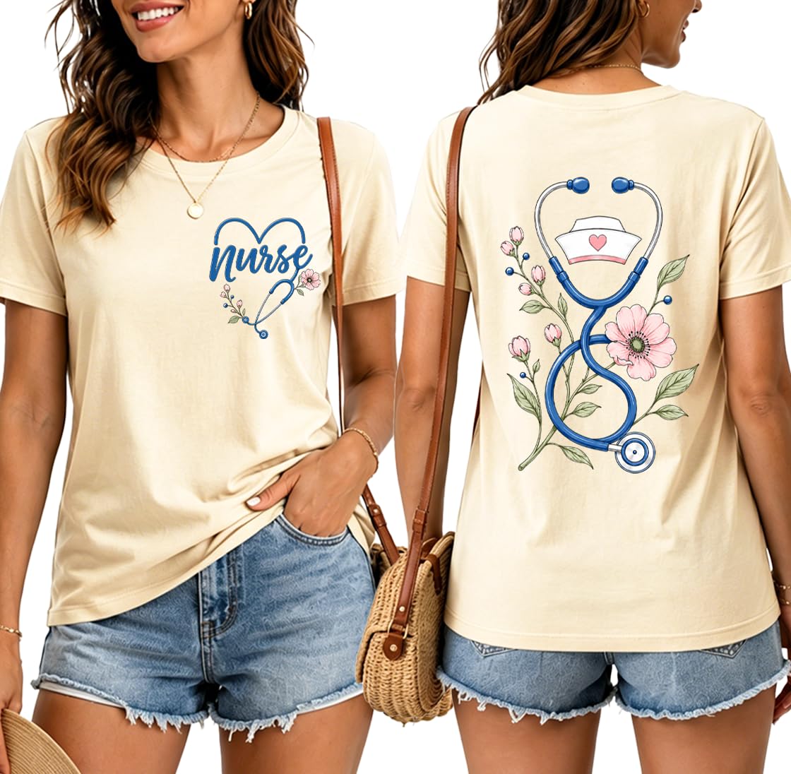 Nurse Shirts for Women Boho Floral Nurse Life T Shirt