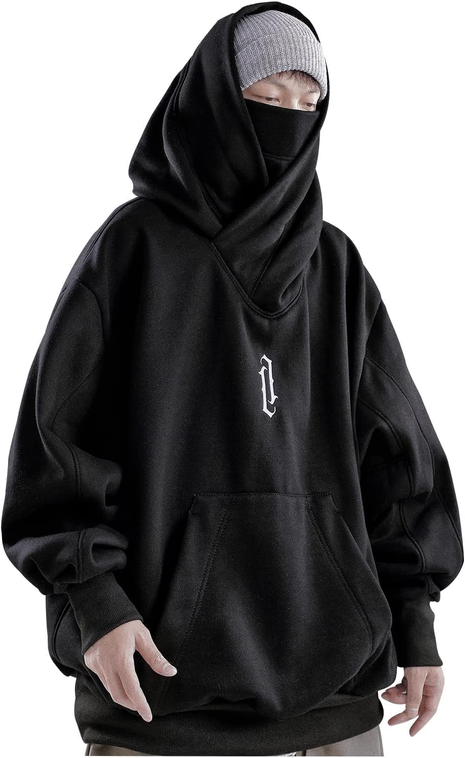Streetwear Men's Oversized Heavyweight Hoodie with Neck Gaiter