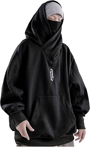 Niepce Inc Streetwear - Sudadera con capucha pesada de gran tamaño con polaina para el cuello para