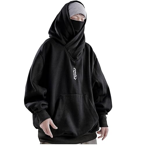Streetwear Men's Oversized Heavyweight Hoodie with Neck Gaiter