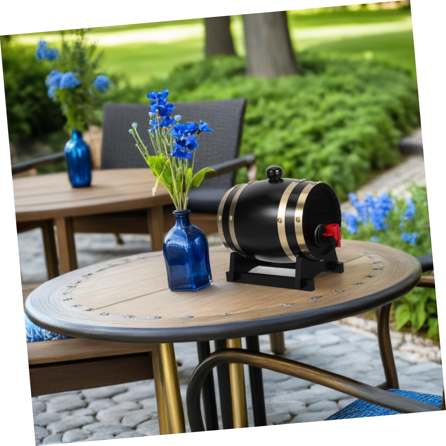 ULTECHNOVO Botte in Legno 1l Nera con Supporto per Vino e Liquori | Festival Birra Decor, Design Rustico Elegante, Servizio e Conservazione in Contesti Commerciali e Piccoli Gruppi