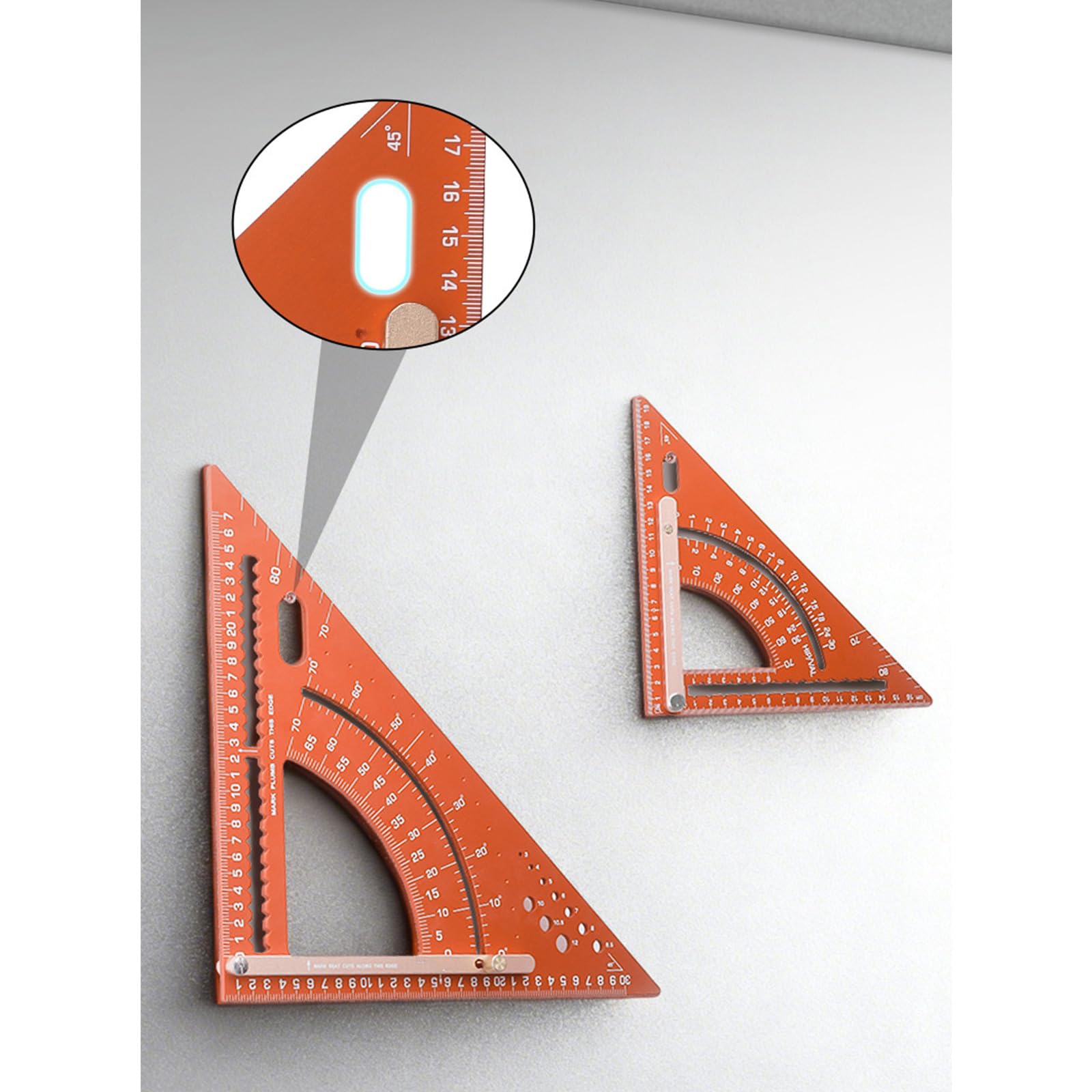 Strumento quadrato in alluminio Carpenteria Triangolo Righello Rafter Framing Square per gli Uomini Hobbisti Professionali Donne Angolo Strumento di Misura per la Lavorazione del Legno