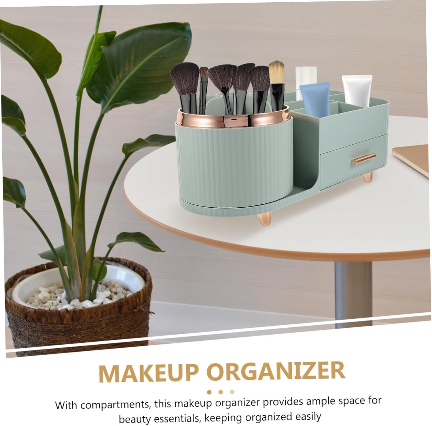Rotating Makeup Organizer Large Storage Holder Brush Holder Lipstick Organizer Skincare Tools Desktop Display Case