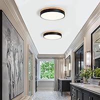 Vista 7 de Lámpara de techo de madera moderna regulable, LED negro 5CCT 2700K-6000K luminaria de montaje empotrado al ras, luminarias redondas para cocina